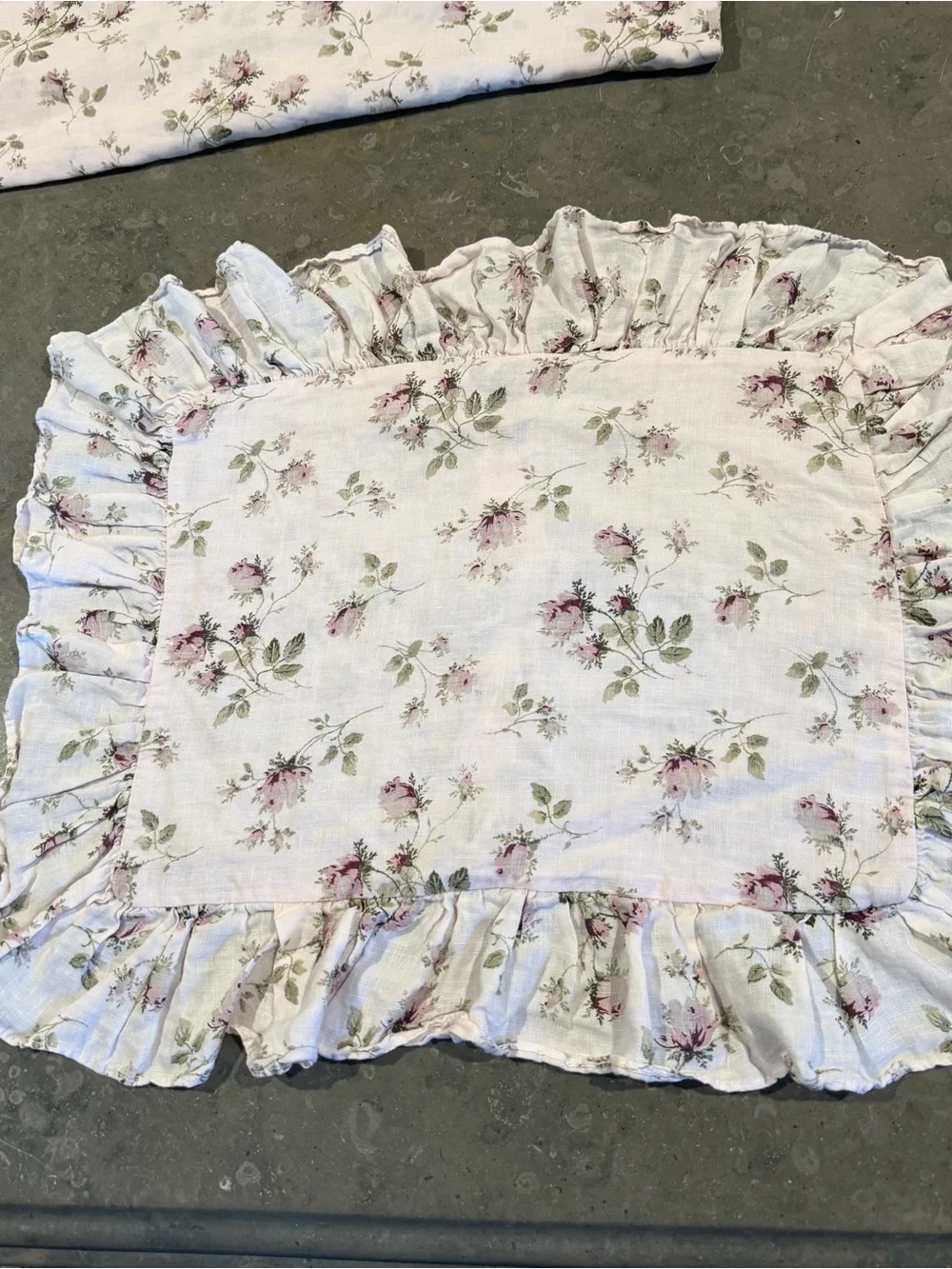 BELLA NOTTE Vintage floral LINEN pale pink single sham